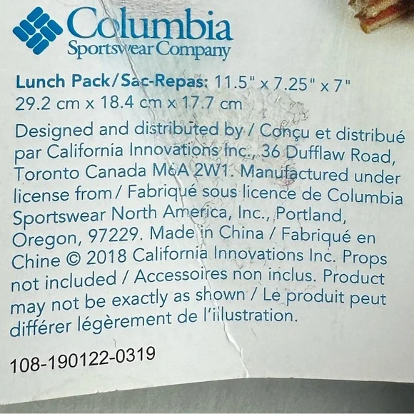 Columbia Blue and Gray Men's lunch bag